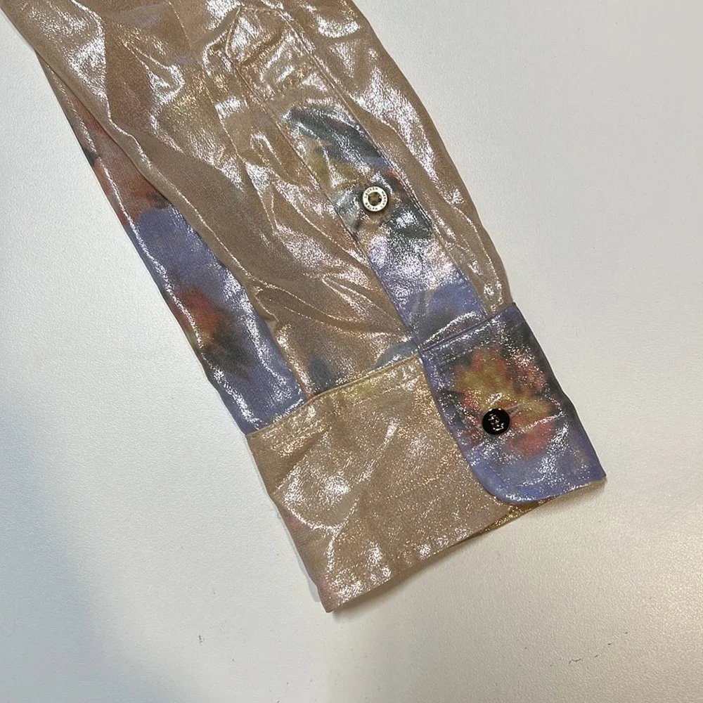 Lauren Ralph Lauren Women's Blushsage Multi-Color Crepe Long Sleeve Shirt - Picture 5 of 5